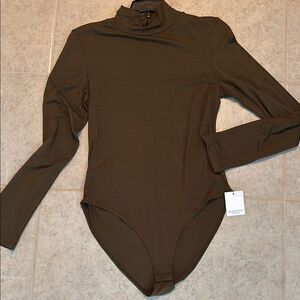 Mangopop Olive Green Bodysuit with Long Sleeves.  TTS